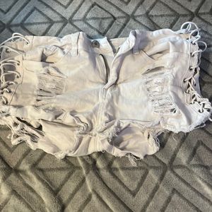 White jean shorts, Size L.